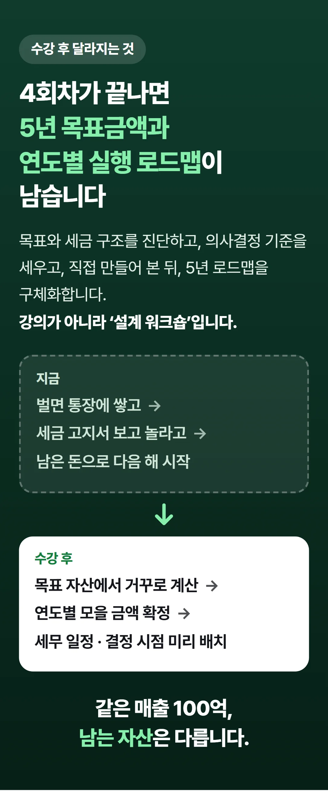 목표금액 100억, 어떻게 모을 것인가? — 수강 후 달라지는 것