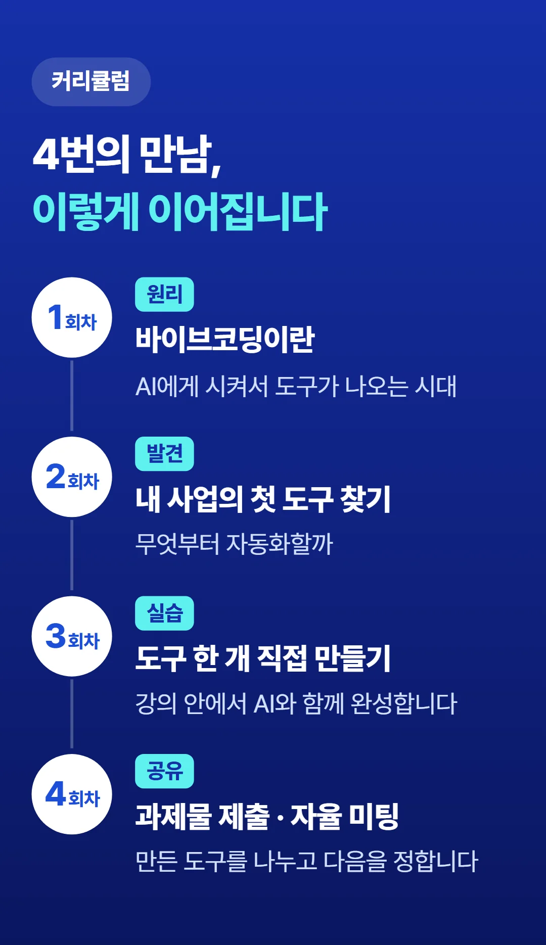 바이브코딩으로 사장이 직접 만드는 AI 도구 — 4회차 커리큘럼