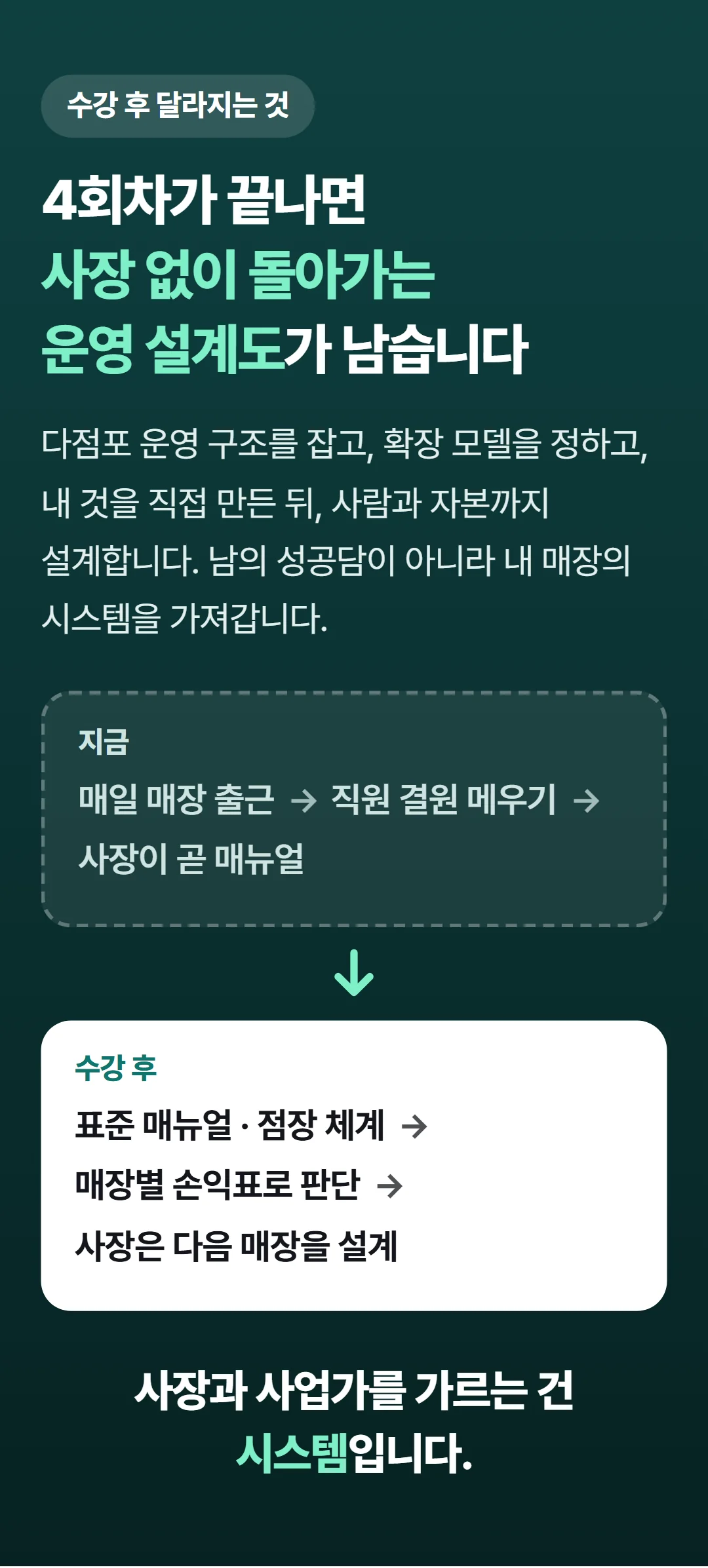 식당 사장에서 사업가로 — 다점포 경영학 — 수강 후 달라지는 것